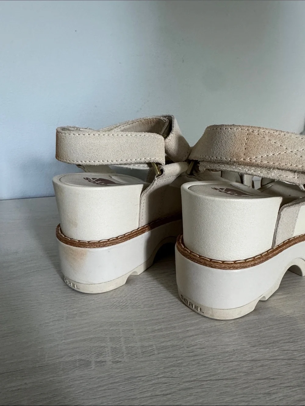 Sorel Joanie IV Ankle Strap Wedge Sandal (Women) - Chalk/Chalk 5.5